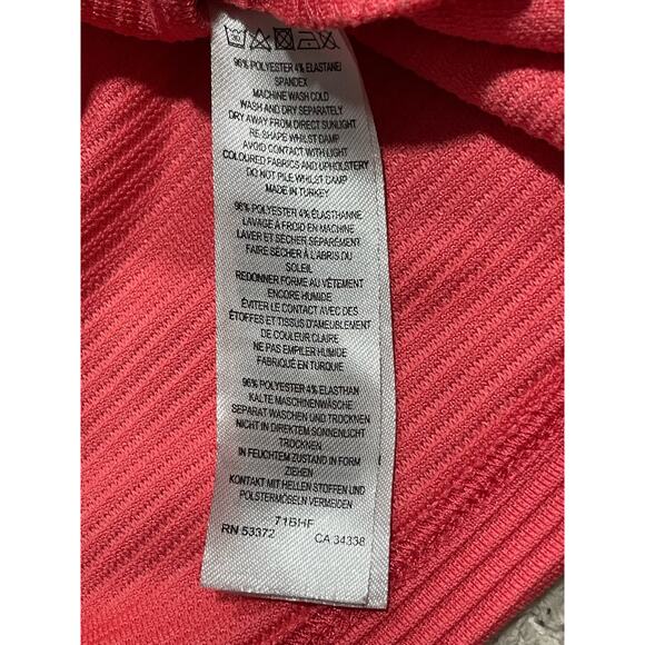 French Connection Dress Womens 2 Fit Flare Pockets Pleated Stretch Ribbed Coral - Picture 8 of 10